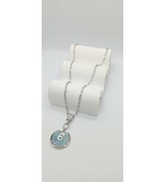 Silver Renk Mavi Göz Charm Kolye