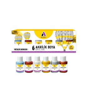 Akrilik Boya Metalik Renkler 6 Renk (6x25 ml) 1 Paket Adel Akrilik Boya Metalik Renkler 6*25 ml 1 Paket (Karışık)
