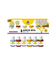 Akrilik Boya Metalik Renkler 6 Renk (6x25 ml) 1 Paket Adel Akrilik Boya Metalik Renkler 6*25 ml 1 Paket (Karışık)