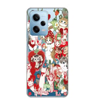 Redmi Note 12 Pro 5G Uyumlu Çilek ve Kediler Tasarımlı Şeffaf Telefon Kılıfı