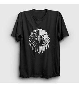 Presmono Unisex Siyah Kartal Kafası Kartallı Siyah Beyaz Hediye T-Shirt 470000tt