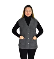 Kadın Cepli Triko Yelek BGL-ST03343 (Füme)