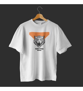 Black Orange Tiger Typographic Personal T-Shirt (Beyaz)