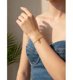 Valmont Accessories Kadın Gold Renk Yıldız Charm Detaylı Zincir Bileklik