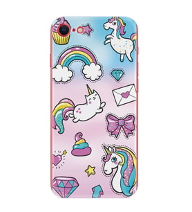 Apple iPhone 5 6 7 8 Plus Se XR Kılıf Desemli Silikon Unicorn Mektup 1800
