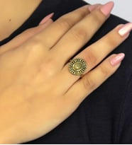 Doğal Taş Sitrin Doğal Taşlı Antik Model Kadın Ayarlanabillir Yüzük euy74s (Sarı)