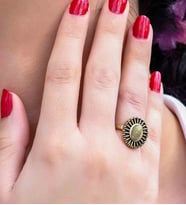 Doğal Taş Sitrin Doğal Taşlı Antik Model Kadın Ayarlanabillir Yüzük euy74s (Sarı)