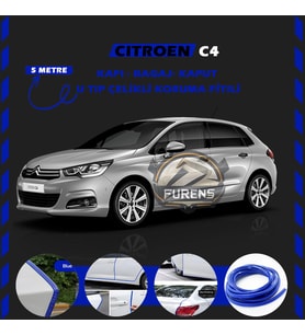 Citroen C4 Oto Araç Kapı Koruma Fitili 5metre Parlak Mavi Renk