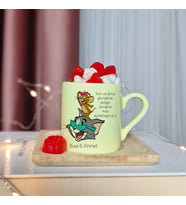Tom & Jerry Tasarımlı Kişiye Özel Sarı Türk Kahvesi Fincanı