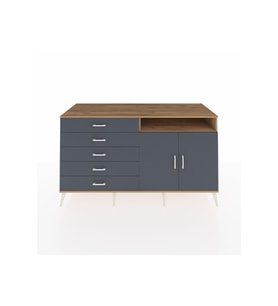 Kronos Konsol 2 Raflı 5 Çekmeceli 2 Kapaklı 176x59x99 Çam-Antrasit