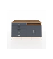 Kronos Konsol 2 Raflı 5 Çekmeceli 2 Kapaklı 176x59x99 Çam-Antrasit