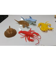 Plastik Deniz Hayvanları Fok ve Köpek Balığı Yengeç Istakoz At Nalı 5 Parça