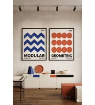 Geometrik Sanat 2'li Ahşap Çerçeveli Tablo Seti