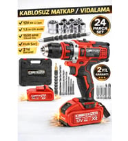 12V Metal Şanzıman Şarjlı Matkap 24 Parça Akülü Vidalama Akülü Matkap Seti