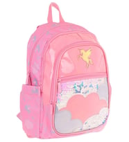 Kaukko Kids Kız Çocuk (Pembe - Pullu Bulut Desenli) Dört Gözlü Okul Sırt Çantası - L5218
