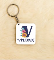 V Harfli İsimli  Kişiye Özel Anahtarlık