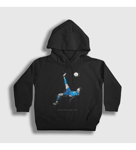 Presmono Unisex Çocuk Siyah Reverse Shot Rövaşata Cristiano Ronaldo Kapüşonlu Sweatshirt 326451tt