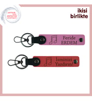 Müzik Okulu Hatıralarına Seçkin Dokunuş, Yazılabilir Deri Anahtarlık Seti, Pembe-Nar Çiçeği