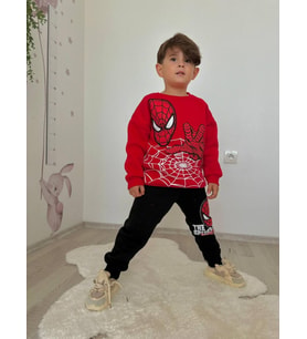 ERKEK ÇOCUK ÖRÜMCEK ADAM MODELLİ 3İPLİK ŞARDONLU EŞOFMAN TAKIMI