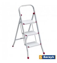 Mey İthalat® Saraylı Pratik Metal Merdiven Beyaz 3 Basamaklı