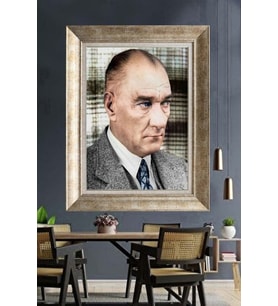 Gümüş Çerçeveli Atatürk Tablo ds77