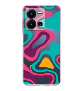 PrintiFy Vivo Y35 Uyumlu Kamera Korumalı Renkli Desen Tasarımlı Şeffaf Silikon Kılıf