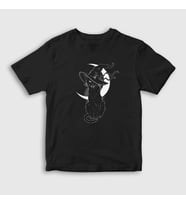 Presmono Unisex Çocuk Siyah Halloween Cat Kedi T-Shirt 288239tt