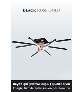 Nova 8 Rose Gold LED Tavan Avize – Kumandalı Dim Edilebilir – Aşağı Işık