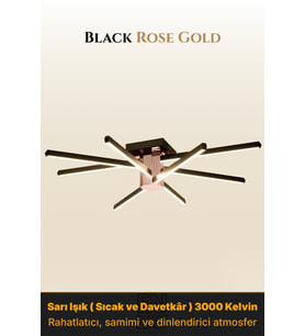 Nova 8 Rose Gold LED Tavan Avize – Kumandalı Dim Edilebilir – Aşağı Işık