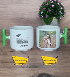 Teyze Kupa Bardak Fotoğraflı T Yeşil Kulplu Teyzeye Doğum Günü Hediyesi