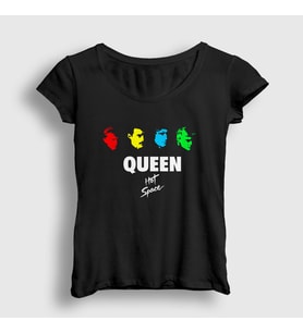 Presmono Kadın Siyah Hot Space Queen T-Shirt 101988tt