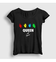 Presmono Kadın Siyah Hot Space Queen T-Shirt 101988tt