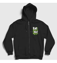 Presmono Unisex Siyah Beans Vegan Vegetarian Vejetaryen Fermuarlı Kapüşonlu Sweatshirt 541897tt