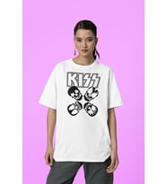 Müzik Grubu Kiss Baskılı Unisex Tişört, Oversize Rock Metal Tişört