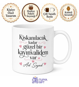 Kıskanılacak Kadar Güzel Kayınvalide Esprili İltifat Kupası Hediye Bardak