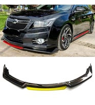 Chevrolet Cruze Sarı Renkli Şeritli Dilli Ön Lip 4 Prç Parlak Siyah ABS