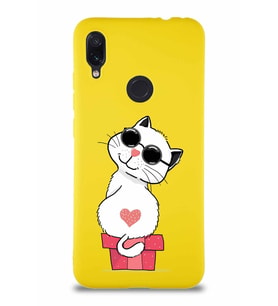 Xiaomi Redmi Note 7 Soft Premier Kapak Coolcat Tasarımlı Silikon Kılıf - Sarı (Şeffaf)
