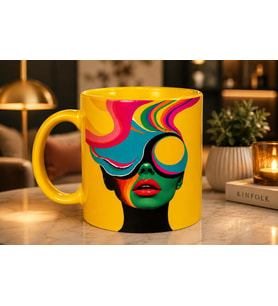 Sarı Pop Art Kupa Bardak