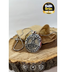 Paslanmaz Çelik Madalyon Amon Amarth Figür Gümüş Rengi Parlak Kararmaz Çelik Kolye Unisex Kolye
