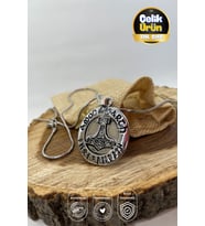 Paslanmaz Çelik Madalyon Amon Amarth Figür Gümüş Rengi Parlak Kararmaz Çelik Kolye Unisex Kolye