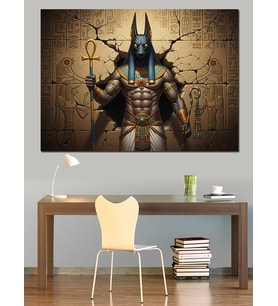 Antik Mısır Tanrısı Anubis Dekoratif Kanvas - Mdf Ahşap Tablo