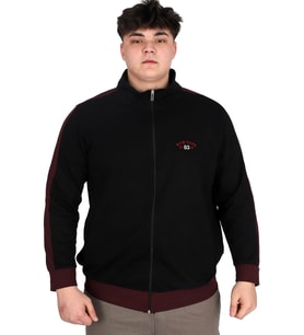 Mode XL Erkek Büyük Beden Hırka Fermuarlı Dik Yaka NEW YORK U24524 Siyah
