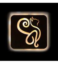Lucenda Led Işıklı Kişiselleştirilebilir Kedi Temalı Tablo Danica Dekoratif Gece Lambası (Sarı)