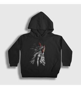 Presmono Unisex Çocuk Siyah Mask Anime Film Princess Mononoke Kapüşonlu Sweatshirt 454630tt