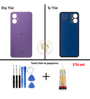Omix Vida Seti + Yapıştırıcı Omix X5 Mor Yapıştırıcı B-7000 Yapıştırıcı Vida Seti Arka Kapak Arka Cam Batarya Kapağı Lazer Kesim Kapak Pil Kapağı Back Cover