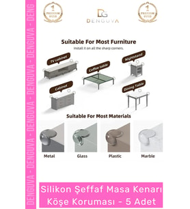 #KöşeKoruma Bebek Çocuk Güvenlik Şeffaf Silikon Mobilya Koruyucu Masa Kenarı Köşe Koruması - 5 Adet