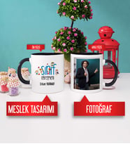 Sınıf Öğretmeni Kupa Bardak Siyah Fotoğraflı