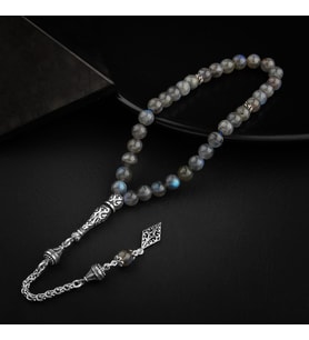 Labradorit Doğal Taş 8mm Gümüş Tesbih (Çok Renkli)