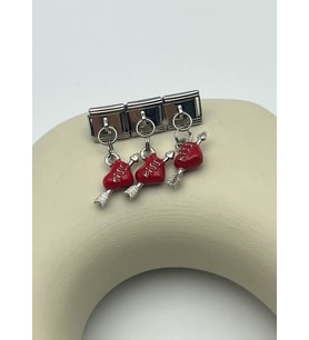 Çelik Silver Kırmızı Kalp Kiss Sallantılı Nomi Charm - 25crm96