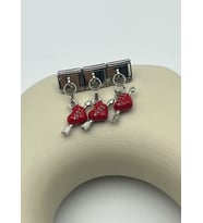 Çelik Silver Kırmızı Kalp Kiss Sallantılı Nomi Charm - 25crm96